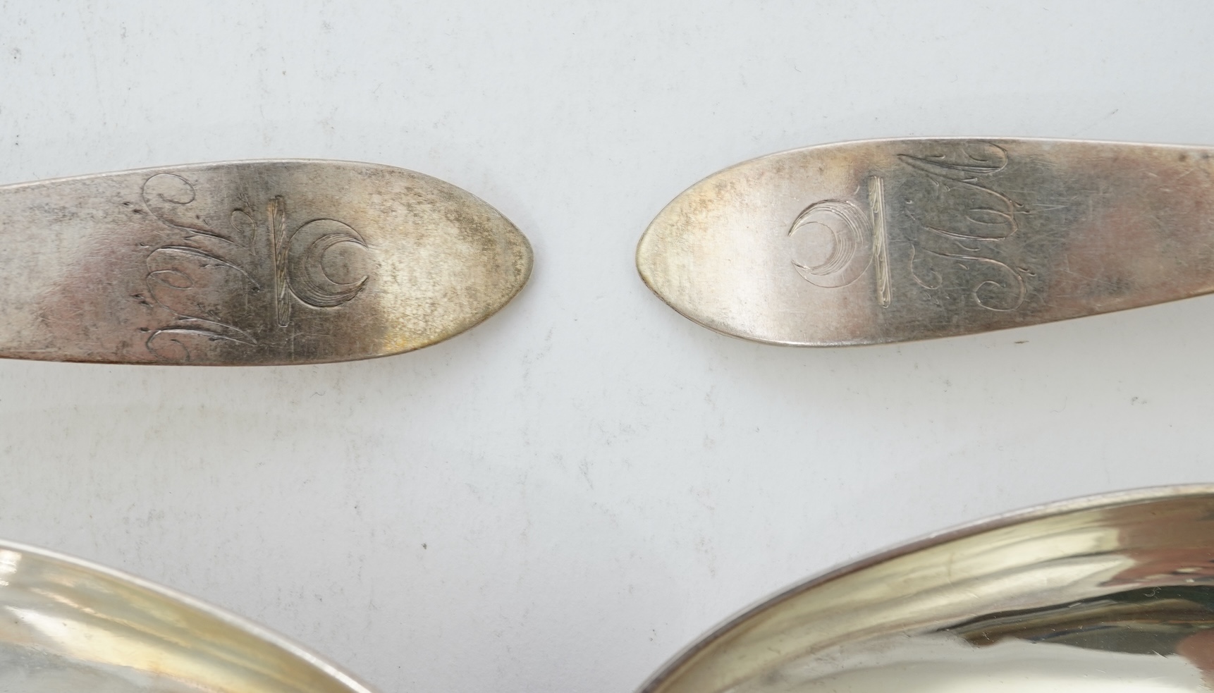 A set of ten mid 19th century Scottish provincial silver Celtic tip tablespoons, by Robert Keay II